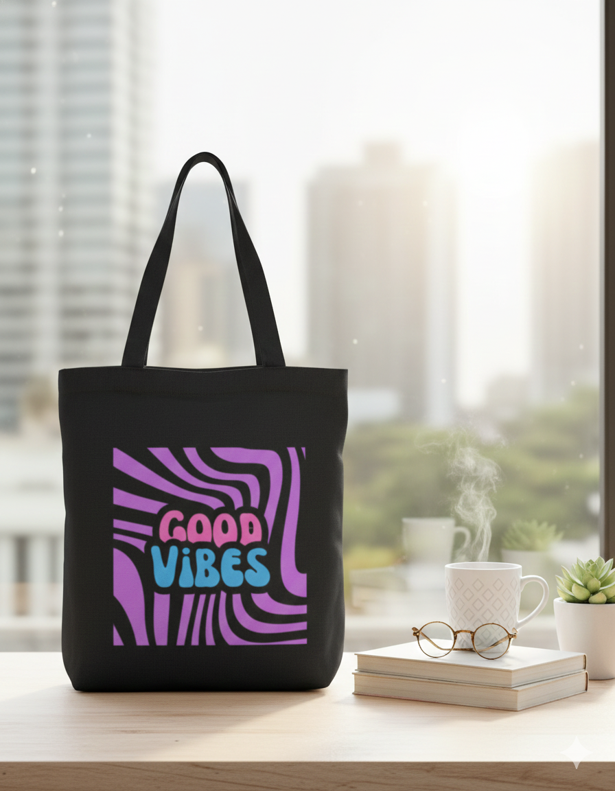 Tote GOOD VIBES Bag Zipper